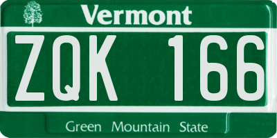 VT license plate ZQK166