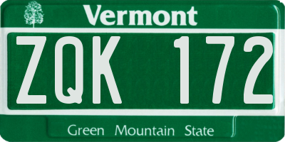 VT license plate ZQK172