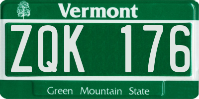 VT license plate ZQK176