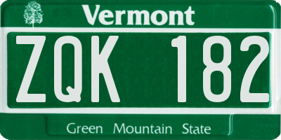 VT license plate ZQK182