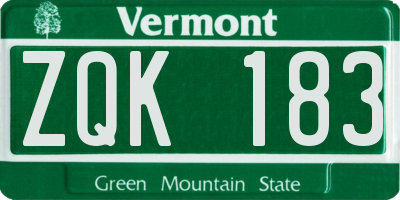 VT license plate ZQK183