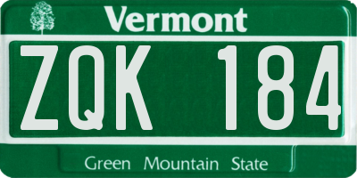 VT license plate ZQK184