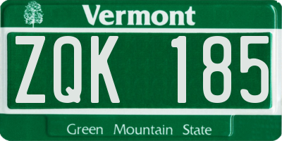VT license plate ZQK185