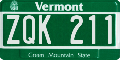 VT license plate ZQK211
