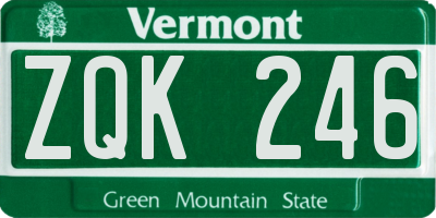 VT license plate ZQK246