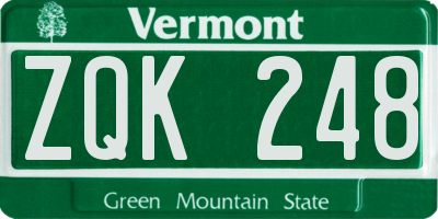VT license plate ZQK248
