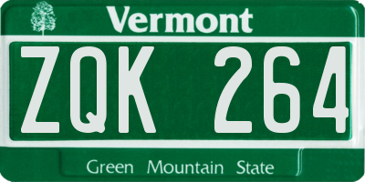 VT license plate ZQK264