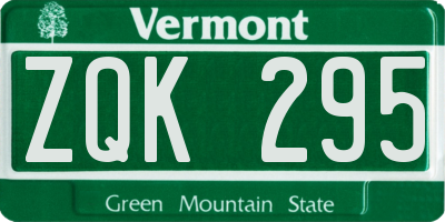 VT license plate ZQK295