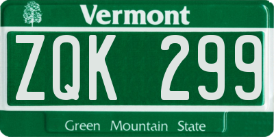 VT license plate ZQK299
