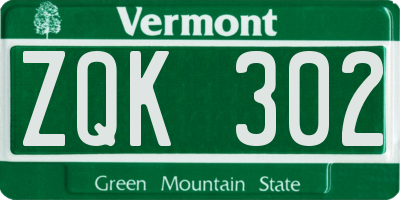 VT license plate ZQK302