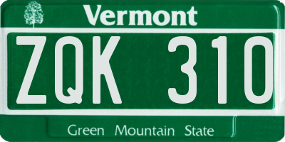 VT license plate ZQK310