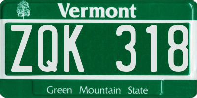 VT license plate ZQK318