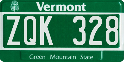 VT license plate ZQK328