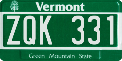 VT license plate ZQK331
