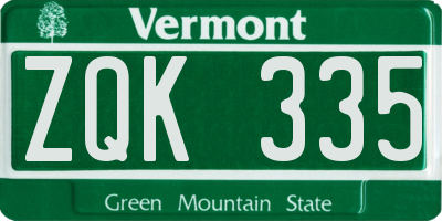 VT license plate ZQK335