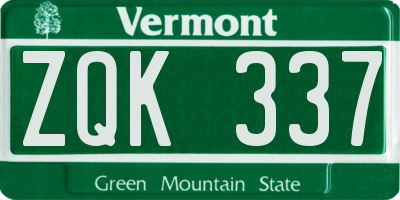 VT license plate ZQK337