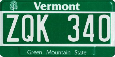 VT license plate ZQK340