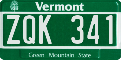 VT license plate ZQK341