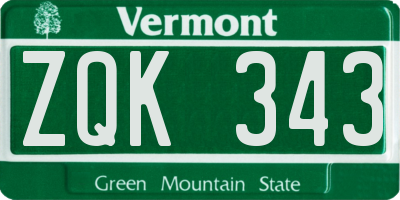VT license plate ZQK343