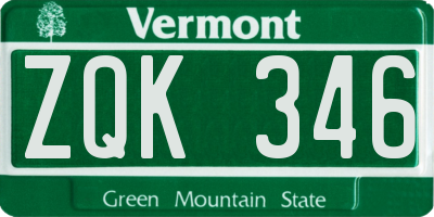 VT license plate ZQK346