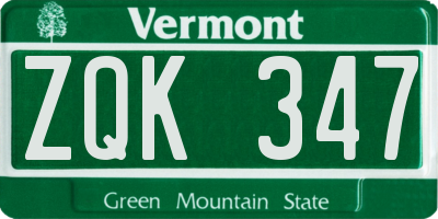 VT license plate ZQK347