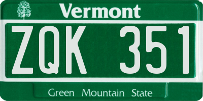 VT license plate ZQK351