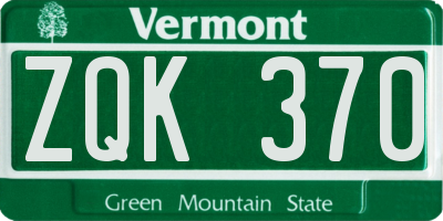 VT license plate ZQK370