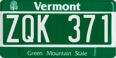 VT license plate ZQK371