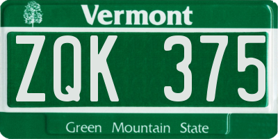 VT license plate ZQK375