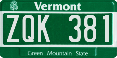 VT license plate ZQK381