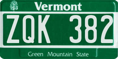 VT license plate ZQK382