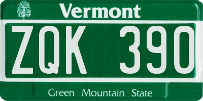 VT license plate ZQK390