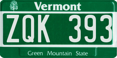 VT license plate ZQK393