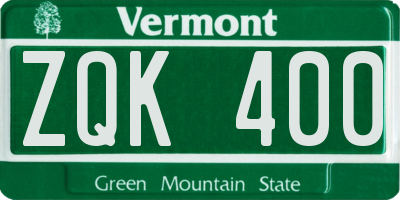 VT license plate ZQK400