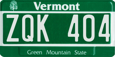 VT license plate ZQK404
