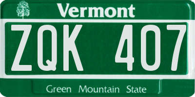 VT license plate ZQK407