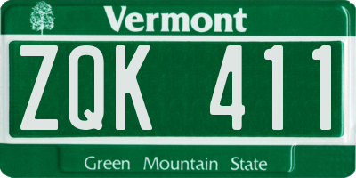 VT license plate ZQK411