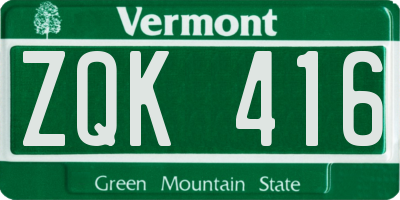VT license plate ZQK416