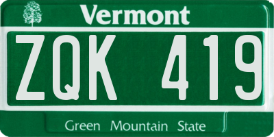 VT license plate ZQK419