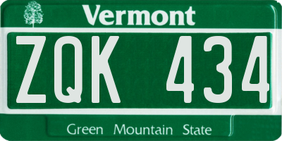 VT license plate ZQK434
