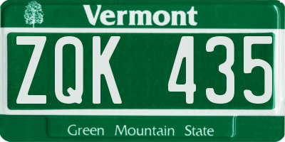 VT license plate ZQK435