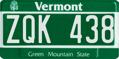 VT license plate ZQK438