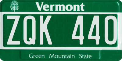 VT license plate ZQK440