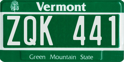 VT license plate ZQK441