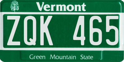 VT license plate ZQK465
