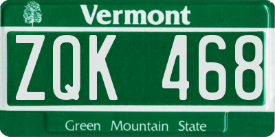 VT license plate ZQK468