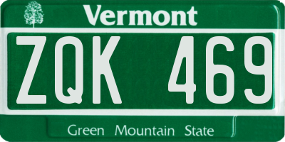 VT license plate ZQK469