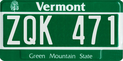 VT license plate ZQK471