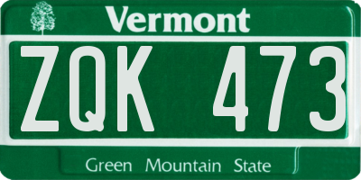 VT license plate ZQK473