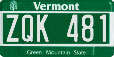 VT license plate ZQK481